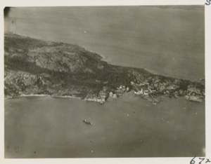 Image: Hopedale from the air-Strathcona at anchor